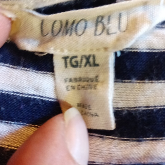 COMO BLU Blue and White Stripe Cold Shoulder Top Size XL - Picture 3 of 5